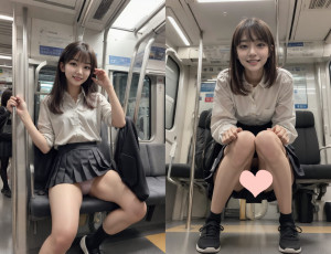 電車でパンツ見えてても笑顔な女の子集【J⚪︎・カメラ目線】