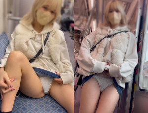 JD盗撮日記58 久しぶりの登場!!派手髪の激カワミニスカJDを電車内で盗撮【※完全主観30分超撮影】