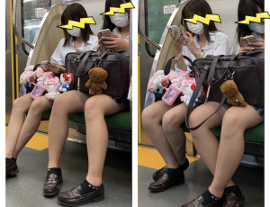 仲良しギャル系2名の制服美女のエロ過ぎる対面ミニスカ生脚508