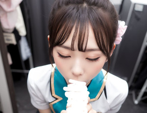 ステージ裏でしゃぶるアイドル