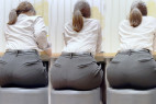 ピチピチパンツスーツ96_ムチムチ美尻を無防備に突き出す!!ハイスペックなOLお姉様♪